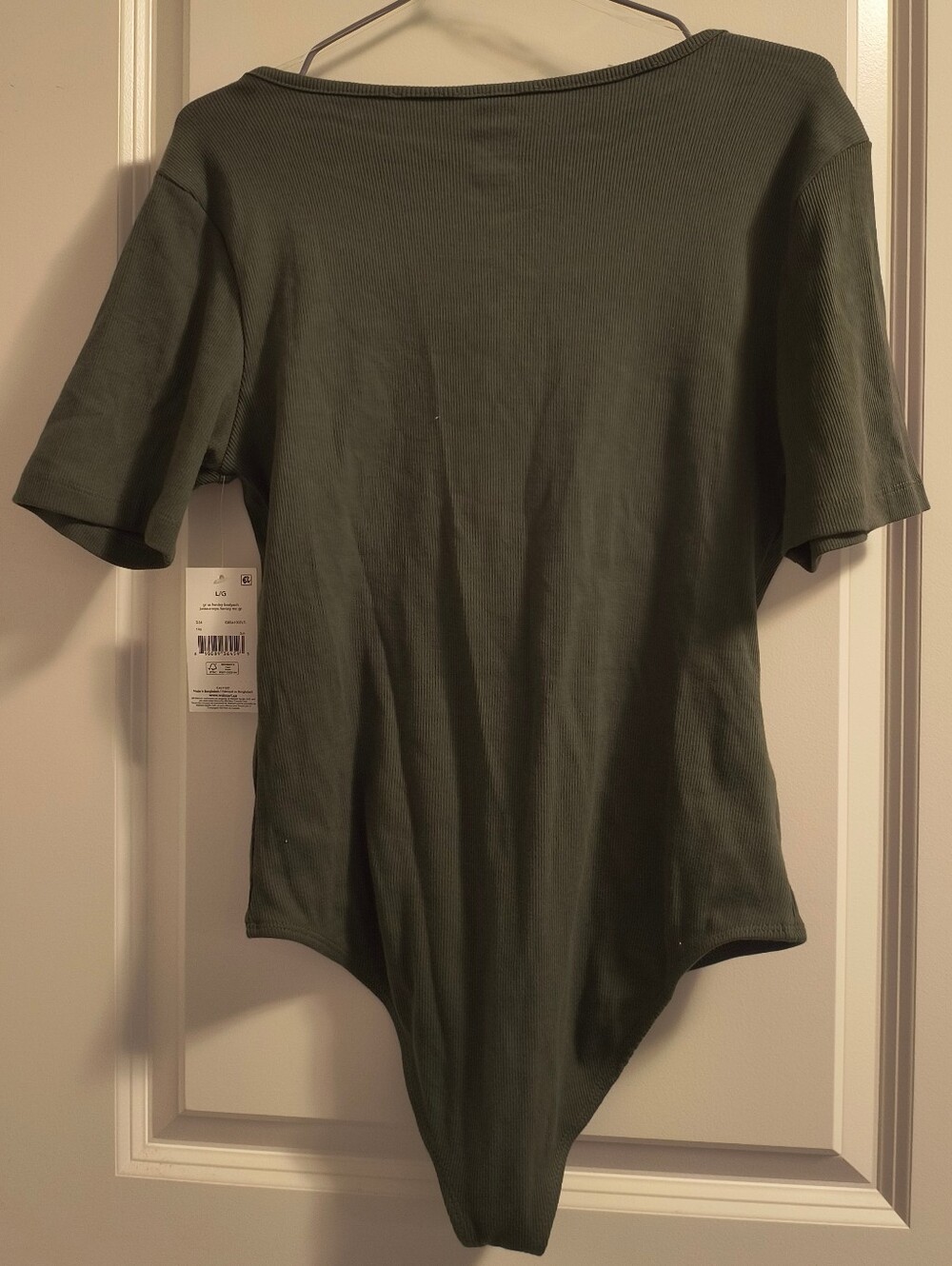 George Olive Ribbed Henley Button-Front Bodysuit - Picture 5 of 5